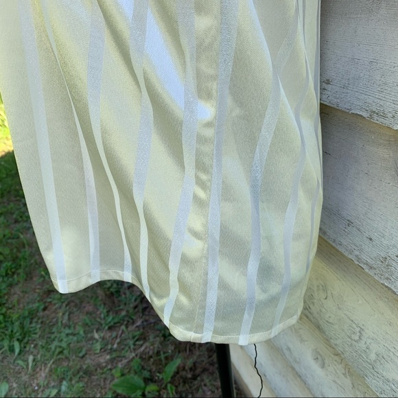 Vintage 90s Ivory White Striped Long Sleeve Collared Button Down Semi Sheer Top - Picture 14 of 16